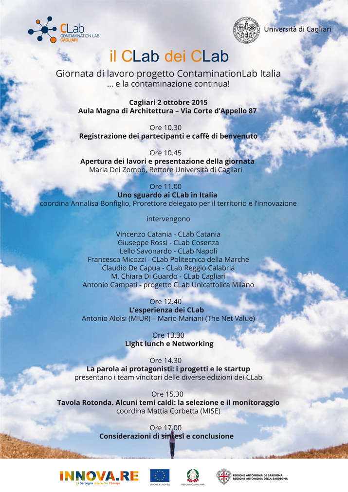 Il CLab dei CLab - clicca sull’immagine per il programma del 2 ottobre 2015 a Cagliari 
