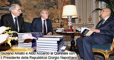 Giuliano Amato e Aldo Accardo con il Presidente della Repubblica Giorgio Napolitano