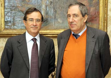 Giovanni Melis e Attilio Mastino in un recente incontro a Cagliari  (foto: F.Cogotti / Unica.it)
