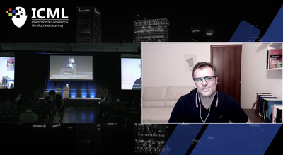 Uno screen dell'intervento di Battista Biggio alla conferenza internazionale ICML 2022