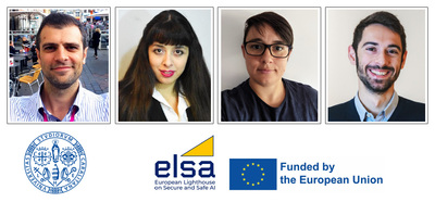 I ricercatori del PraLab coinvolti nel progetto ELSA. Da sinistra, il coordinatore Battista Biggio con Ambra Demontis, Maura Pintor e Angelo Sotgiu