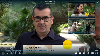 Nel fermo immagine di Linea Verde il professor Luigi Raffo. A sinistra Daniela Loi e i signori Manunzio e Rita