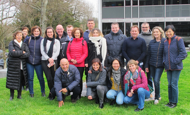 Foto di gruppo in occasione del 5&deg; Meeting Monitool a Nantes (F) nel 2020. In prima fila, in basso a sinistra, il professor Marco Schintu, responsabile del Laboratorio di igiene ambientale di UniCa