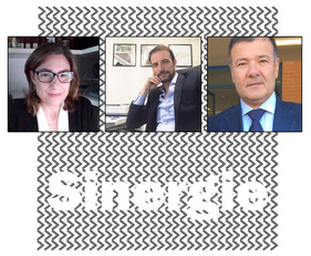 da sinistra, sul logo di "Sinergie": Donatella Rita Fiorino, Giovanni Marco Chiri e Pasqualino Iannotti