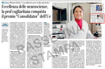 L'articolo dell'Unione Sarda dedicato alla studiosa dell'Università di Cagliari