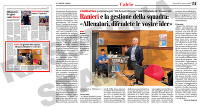 L'articolo a pagina 51 (Calcio) dell'Unione Sarda del 24 marzo 2023