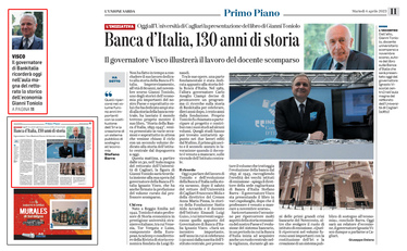 Il richiamo in prima pagina e l'articolo di Giuseppe Deiana sull'Unione Sarda del 4  aprile 2023