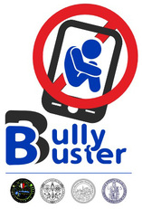 Il logo di BullyBuster con i sigilli dei quattro atenei coinvolti nel progetto