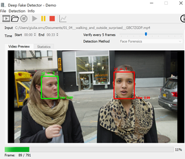 Il sistema è in grado di stabilire se le immagini sono state modificate. Nell'esempio il viso della ragazza a destra non è l'originale ma è il risultato di un fotomontaggio