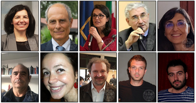 Una parte dei docenti e ricercatori dell'Universit&agrave; di Cagliari coinvolti nel GravitasFest. Dall'alto e da sinistra: Gola, Cao, Di Guardo, Camerota, Fanti, Cadoni, Ervas, Ilardi, Sergioli e Tuveri