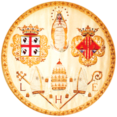 Particolare del gonfalone universitario di Cagliari