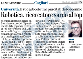 L'UNIONE SARDA di mercoledì 27 luglio 2022