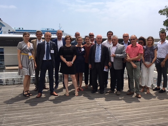 Il pool di ricercatori cagliaritani, con i partner del progetto, in posa a Bastia per il lancio del progetto Impatti-No