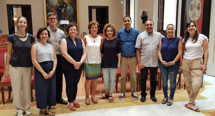 Cagliari, 4 luglio 2018 - In Aula Magna la foto di gruppo dei valutatori internazionali e rappresentanti del Consiglio d'Europa con la professoressa Alessandra Carucci a conclusione dei colloqui nel Rettorato di Cagliari