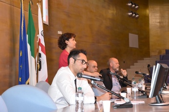 Una fase del work shop. Da sinistra, Pietro Milillo, Maria Cristina Porcu, Augusto Montisci e Pedro Calderon