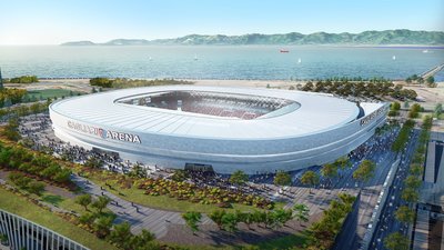 Un'altra immagine dello stadio del futuro, progettato da Sportium con gli specialisti dell'ateneo del capoluogo