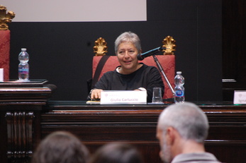 Giulia Carluccio, Presidente della Consulta Universitaria del Cinema e prorettore vicario all&rsquo;Universit&agrave; di Torino, durante un convegno a Cagliari a fine 2018