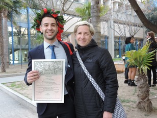 Luca Deiana con Michela Marignani il giorno della laurea