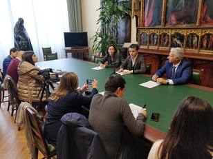 Un momento della conferenza stampa di presentazione dell'accordo firmato questa mattina