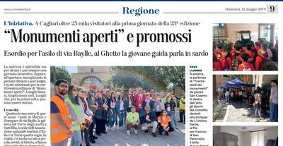 La notizia su L'UNIONE SARDA con la splendida foto di gruppo scattata in Piazza San Cosimo da Giuseppe Ungari