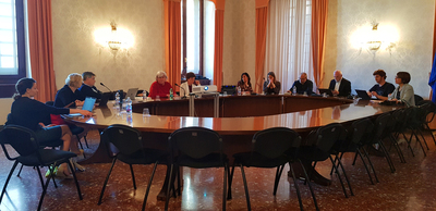 Riunione nella Sala del Consiglio di Amministrazione dell'Università di Cagliari