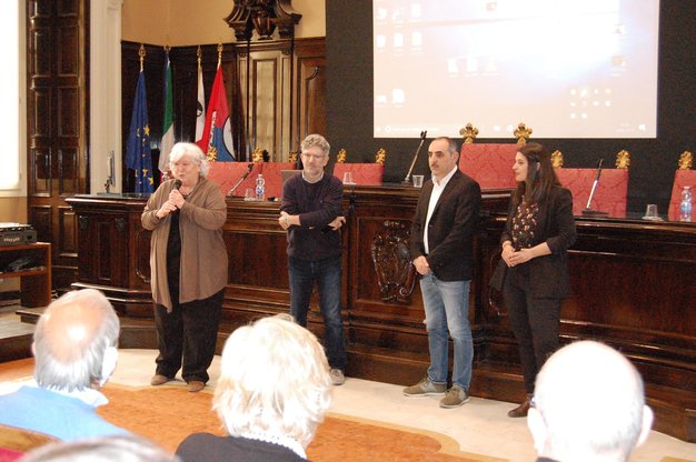 Maria Del Zompo, Antioco Floris, Paolo Zucca e Roberta Aloisio durante l'incontro di ieri