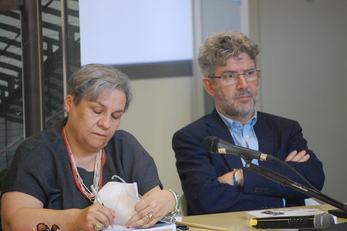 Michelina Masia e Antioco Floris durante la presentazione