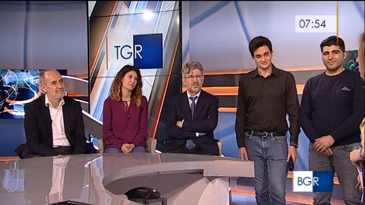 Cinema e Universit&agrave; di Cagliari: Enrico Pau, Giulia Casu, Antioco Floris, Francesco Pupillo e Simone Paderi questa mattina negli studi della RAI