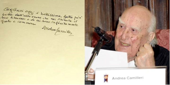 Andrea Camilleri e la frase che annotò sul libro degli ospiti di UniCa