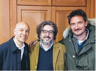Da sinistra, Stefano Sardara, Vittorio Pelligra e Gianmarco Pozzecco