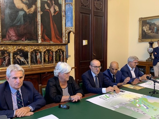 Cagliari. Da sinistra, Italo Meloni, Maria Del Zompo, Paolo Truzzu, Alessio Mereu, Pierpaolo Piastra e Proto Tilocca
