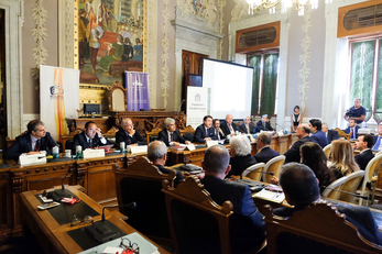 Un momento dei lavori del convegno internazionale a Palazzo Viceregio (foto Giuseppe Ungari)