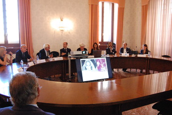 Un momento della cerimonia in Rettorato