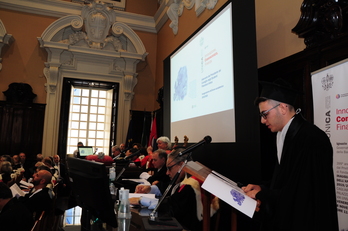 L'intervento del Presidente del Consiglio degli Studenti, Francesco Aracu