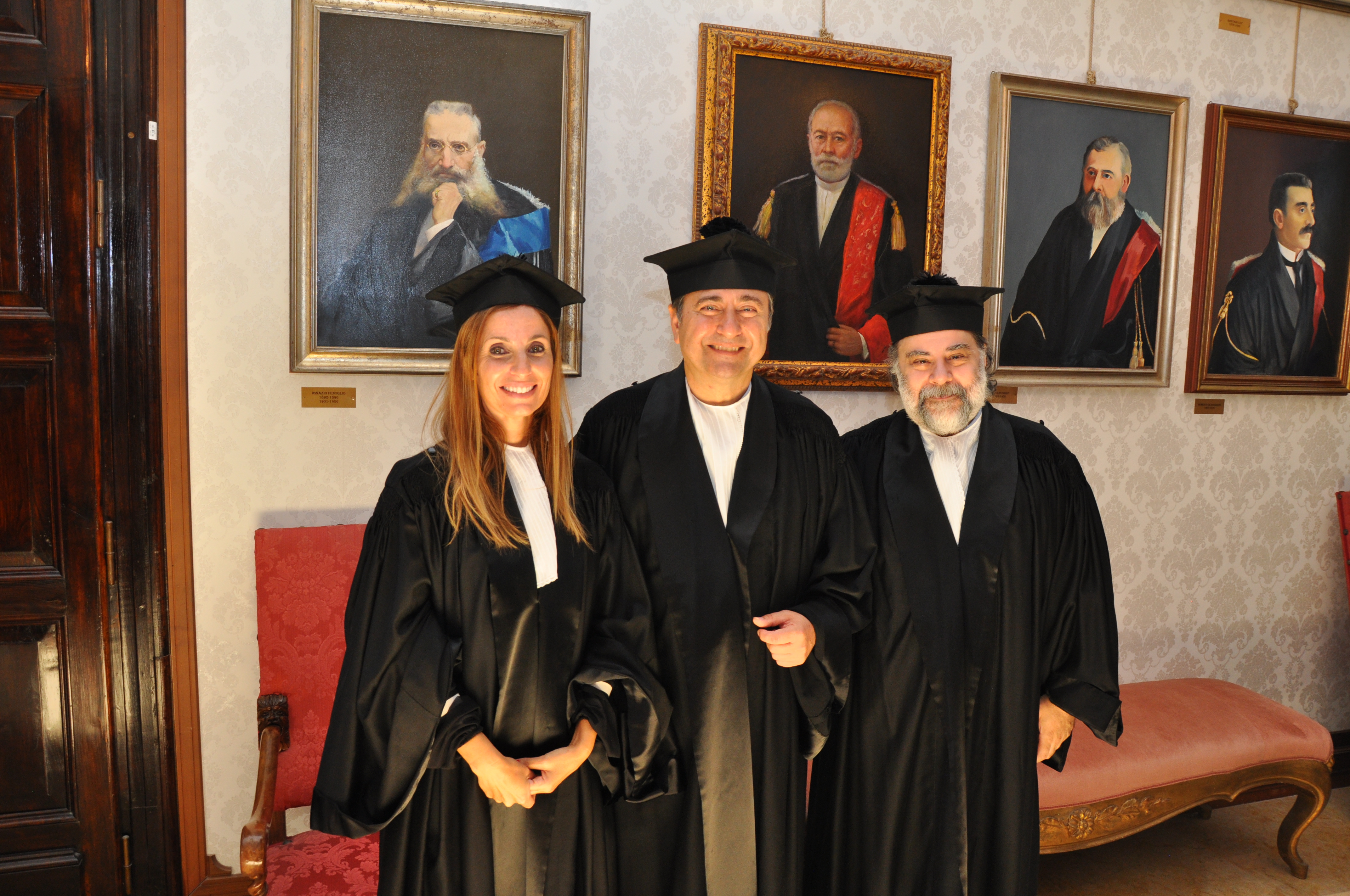 I rappresentanti del personale di UniCa nel Senato accademico: Sabrina Lecca, Ernesto Batteta e Luigi Barberini