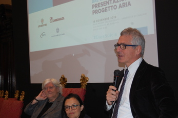 Antonio Zoccoli, Presidente INFN, in un recente incontro all'Università di Cagliari: accanto a lui Maria Del Zompo e Maria Chiara Di Guardo, Prorettore all'Innovazione e al Territorio