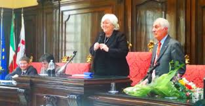 Cagliari. il rettore Maria Del Zompo in aula magna con Gianfranco Fara per la presentazione del progetto "Chent'annos"