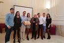 Premio Ichnusa: i vincitori dello scorso anno con il Rettore Maria Del Zompo nell'Aula magna di Palazzo Baffi