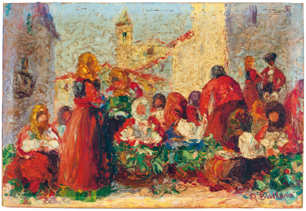 "Festa paesana", opera del pittore nuorese Antonio Ballero (1864†1932) - Collezione “Piloni” dell’Università degli Studi di Cagliari