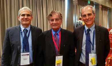 Cagliari. Da sinistra, Roberto Orrù, Zuhair A. Munir (University of California, maestro del settore) e Giacomo Cao al workshop internazionale sull'Sps tenutosi in città nel 2018