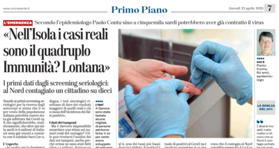 L'intervista di Massimo Ledda con il professor Paolo Contu ("L'Unione Sarda" del 23 aprile)