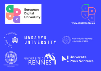 Il logo del consorzio interuniversitario europeo "EDUC" e dei sei atenei partner
