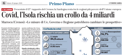 L'articolo pubblicato su "L'Unione Sarda" del 20 giugno 2020