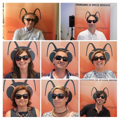 Il team Life Asap. Da sinistra a destra, dall'alto in basso: Piero Genovesi (Ispra), Giuseppe Brundu, Alessandra Caddeo, Giuliano Vaquer, Maria Cecilia Loi, Annalena Cogoni, Michela Marignani e Gianluca Iiriti