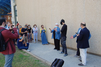 L'incontro con i giornalisti alla Cittadella di Monserrato per la presentazione dell'opera