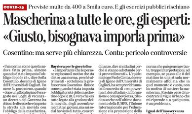 L'articolo di Piera Serusi su L'Unione Sarda del 13 settembre 2020 a pagina 2