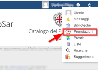 Menu a discesa in BiblioSar