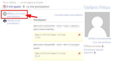 Tasto inserimento prenotazione su BiblioSar