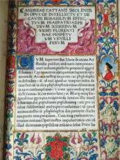 Testo di pregio conservato nella Biblioteca centrale: "Opus de intellectu et de causis mirabilium effectuum" (Andrea Cattaneo - 1511)