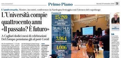L'articolo di Francesca Figus su L'Unione Sarda del 29 settembre 2020 a pagina 9